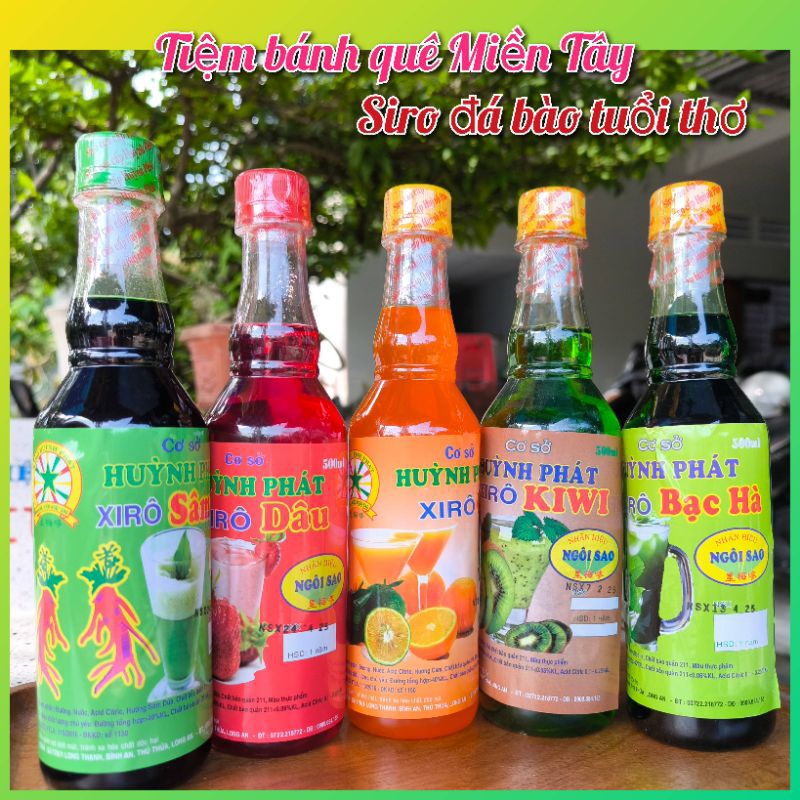 Siro Huỳnh Phát chai 500ml có đường đủ vị ( sâm dứa, dưa hấu, bạc hà, việt quốc, cam dâu...)