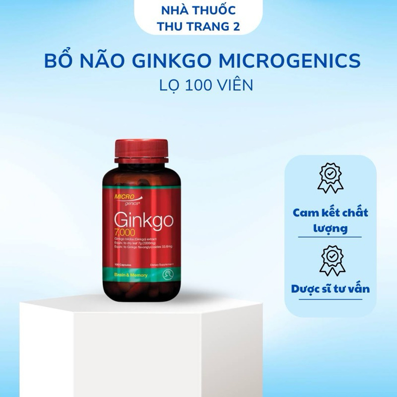 ĐỦ BILL-  Viên Uống Bổ Não Microgenics Ginkgo 7000 (Lọ 100 viên)