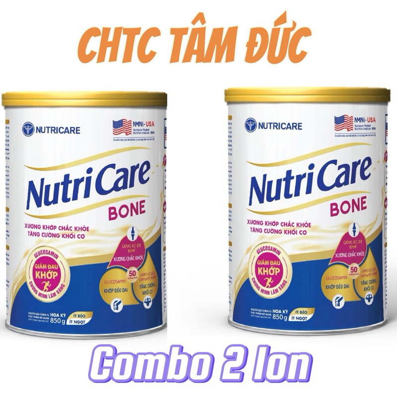 Combo 2 Lon Sữa 850g Nutricare Bone Nutricare Hỗ Trợ Giảm Đau Khớp Và Phong Chống Loãng Xương