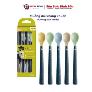  Muỗng Thìa ăn dặm cán dài bề mặt kháng khuẩn Tommee Tippe cho bé từ 4 tháng tuổi  không báo nóng  