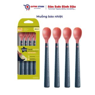   Mẫu mới  Muỗng Thìa ăn dặm báo nhiệt bề mặt kháng khuẩn Tommee Tippe cho bé từ 4m+  báo nóng  