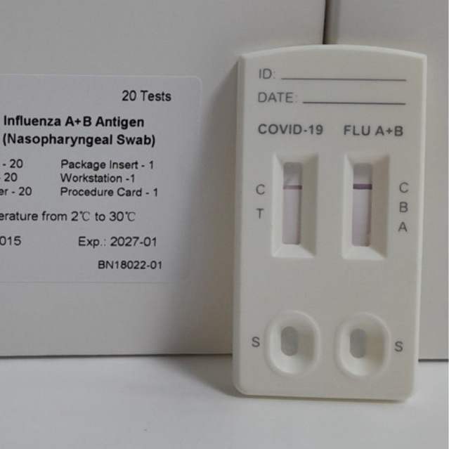 Test nhanh cúm 3in1 (1 bộ) Genesign hoặc Alltest- test nhanh cúm AB côvit- kit xét nghiệm nhanh cúm