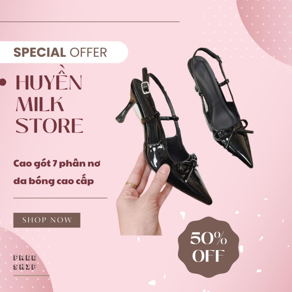 Giày cao gót mũi nhọn 7p - Gắn nơ (HM25) sandal luxury shoes 7 giay got no