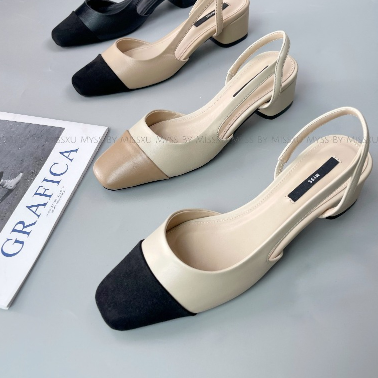 Giày cao gót nữ MYSS mũi tròn khoét eo cài dây sau 5cm thời trang - CG243