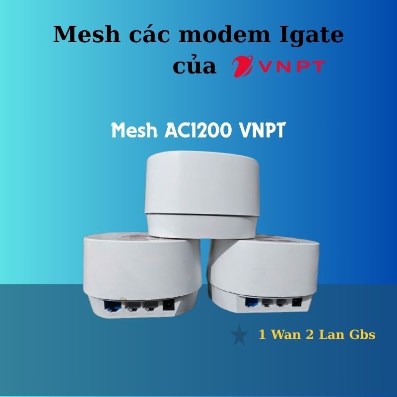 (Mesh modem Igate VNPT) Bộ mesh wifi Ac1200, 1 wan 2 lan Gbs, nhỏ gọn