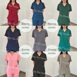 Đồng phục Spa Cotton lạnh, bộ scrubs cổ tim Bác sĩ, Mầm non, Điều dưỡng, quần áo Phòng khám, Nha khoa