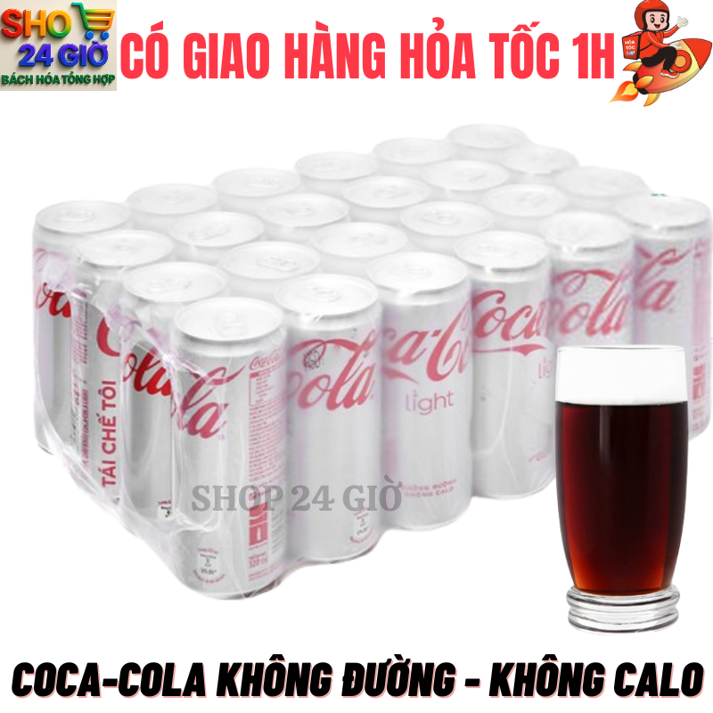 COCA-COLA Light Không Đường - Không Calo Thùng 24 Lon Cao