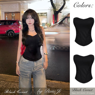 [ BLACK CORSET] Áo Corset cup vạt bầu, khoá kéo sau lưng- Daneji