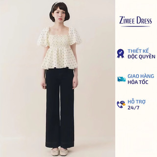  Áo Cổ Vuông Xếp Ly Nhỏ Tay Bồng Phối Nơ Rita Top 