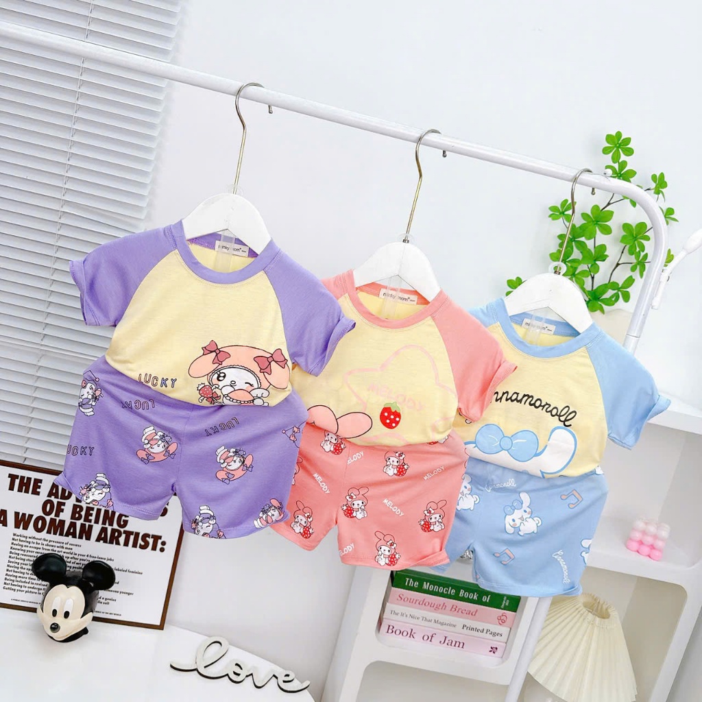 Bộ cộc tay MINKY MOM VẢI THUN LẠNH BÉ GÁI-BABULALA  B2-TN-40