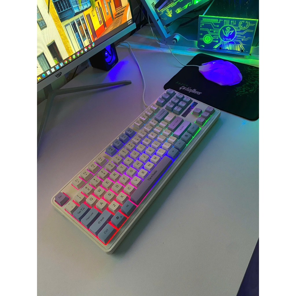 Bàn phím giả cơ gaming K82 thiết kế 94 phím có đèn led 7 màu kèm theo nút vặn âm lượng