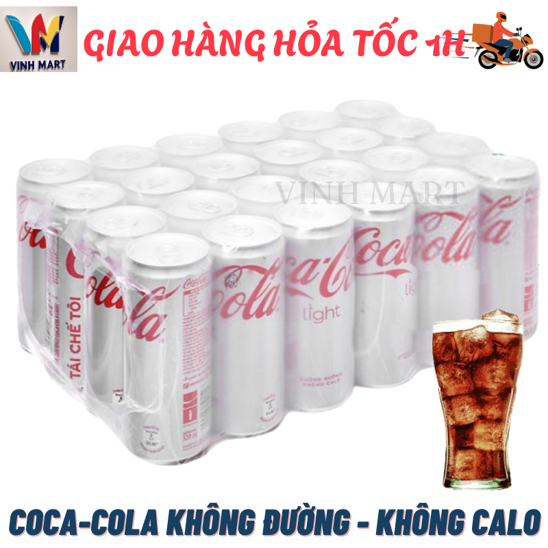 Coca Light Không Đường - Không Calo Thùng 24 Lon Cao