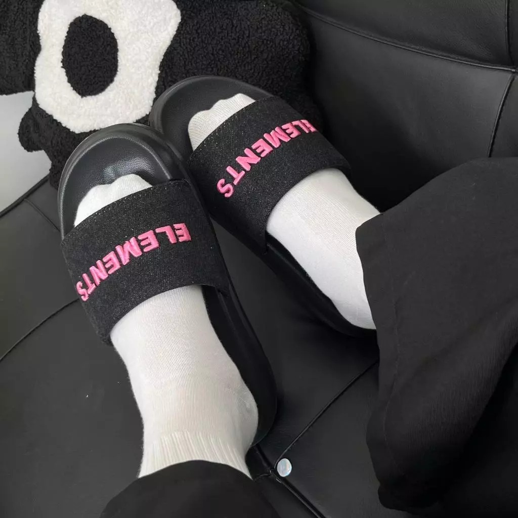 Dép Elements Silde Chunky chữ thêu nam nữ - Dép quai ngang Elements nam nữ chữ thêu dế cao