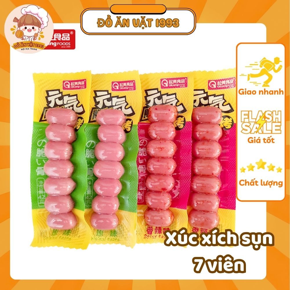 Bịch 20 Cái Xúc Xích Sụn Bi 7 Viên Ăn Liền, Xúc Xích Ăn Liền Nội Địa Trung Quốc