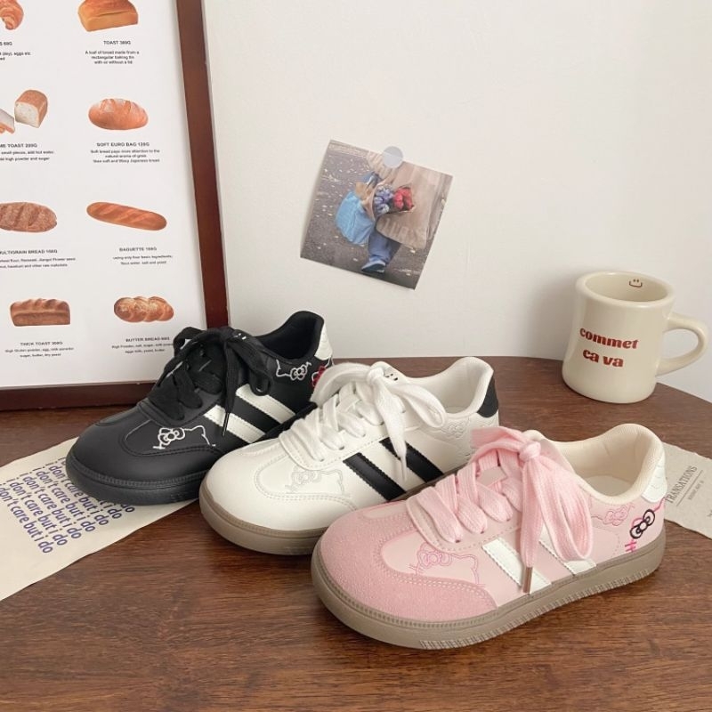 Hàng sẵn giày mèo đế mềm êm 3 màu hồng đen đỏ giày học sinh dễ đi HM105