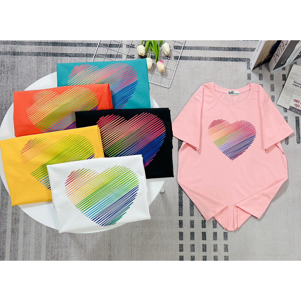 [40~70kg] Áo Thun Thái Nữ Cotton 100% Mềm Mịn Mát [Mã A43] Phong Cách, Cá Tính, Độc Đáo [Tim Sọc] | BigBuy360 - bigbuy360.vn