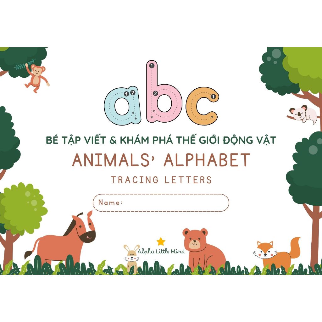 Học liệu: Bé tập viết và khám phá thế giới động vật - Animals' Alphabet Tracing Letters (Song ngữ)