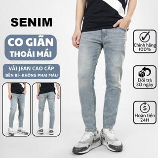 Quần jean nam co giãn SENIM, quần bò nam dáng skinny, quần rin nam màu xanh sáng