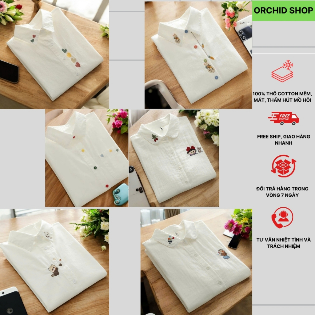 Sơ mi nữ dài tay thêu hot nhất 2025, Sơ mi công sở đẹp, Áo dài tay thêu hình, Áo công sở, Áo bận tiệ