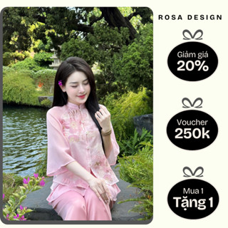 Pháp phục, đồ bộ đi chùa truyền thống gấm hoa nổi phối tay tơ sang trọng (kèm quần) - ROSA DESIGN - PP005