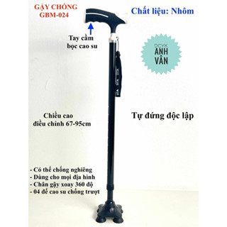 HOẢ TỐC HCM| GẬY CHỐNG CHO NGƯỜI GIÀ ĐẾ CAO SU CHỐNG TRƯỢT XOAY 360 ĐỘ GBM-024 (GBM024)