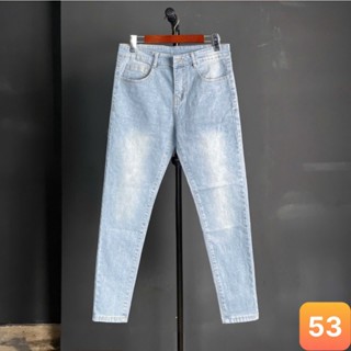 Quần jean nam không rách gối màu xanh chất bò cao cấp co dãn 4 chiều cực đẹp rin trơn from dáng skinny đẹp LEPHG QB53