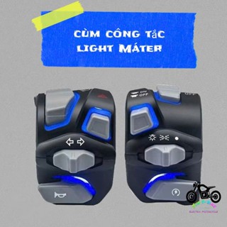 Bộ Cùm Công Tắc Light Mater Gắn Xe Điện Xe Máy Tích Hợp Đầy Đủ Chức Năng Có Viền LED 