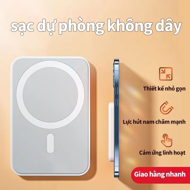 Sạc Dự Phòng Không Dây Dung Lượng 5000-10000mah Tích Hợp Sạc Từ Tính Cho Nhiều Thiết Bị Điện Thoại