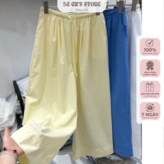 Quần ống rộng nữ dáng suông cạp chun vải Thô Lụa mềm mịn Hack dáng Thời trang Sang trọng - Q30