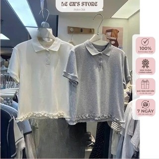 Áo Thun Polo Croptop Nữ Cổ Bẻ Viền Bèo Chân Áo Cotton Mát Thời Trang Ulzzang - A27