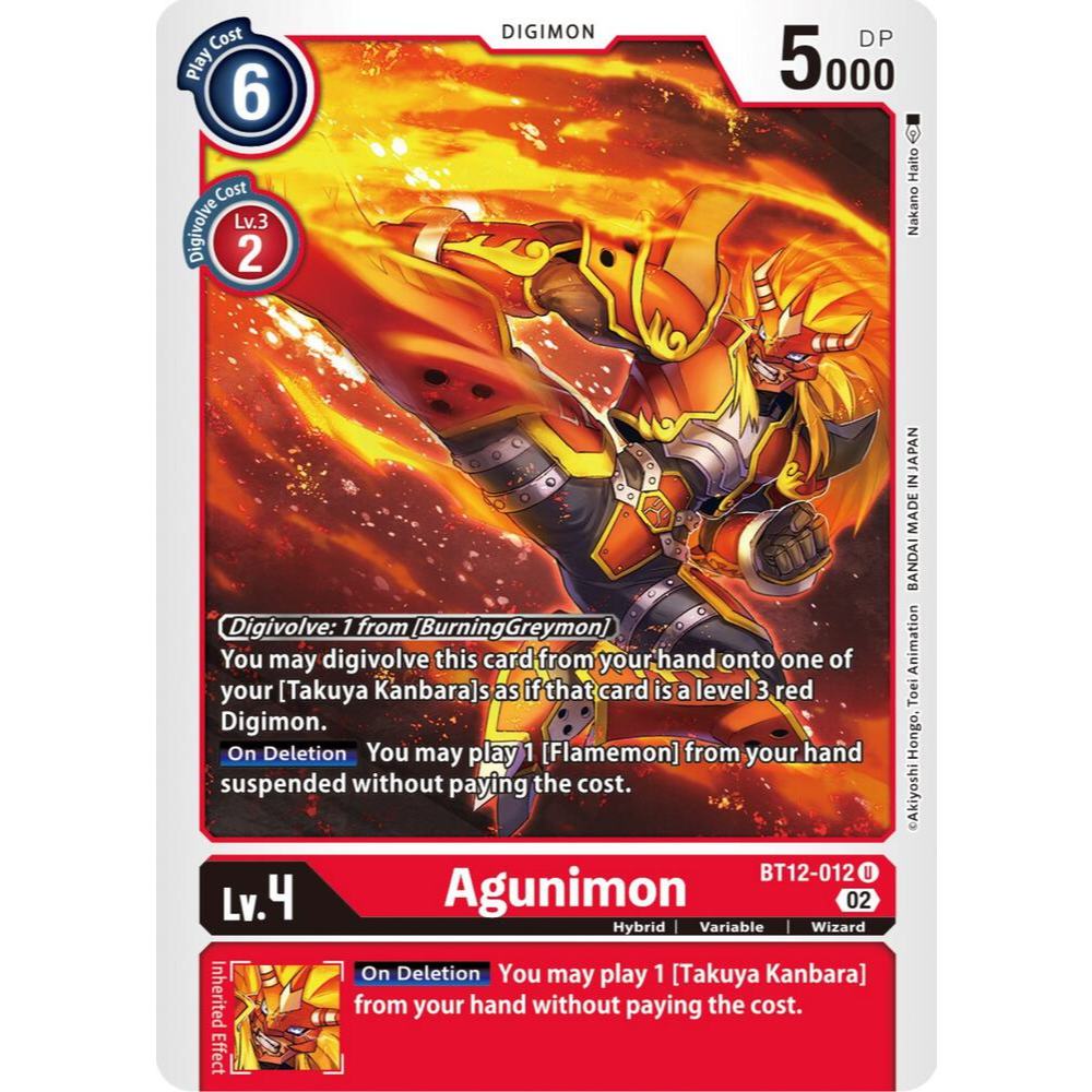 Thẻ Bài Digimon Mã BT12-012 - Agunimon - Digimon - Uncommon