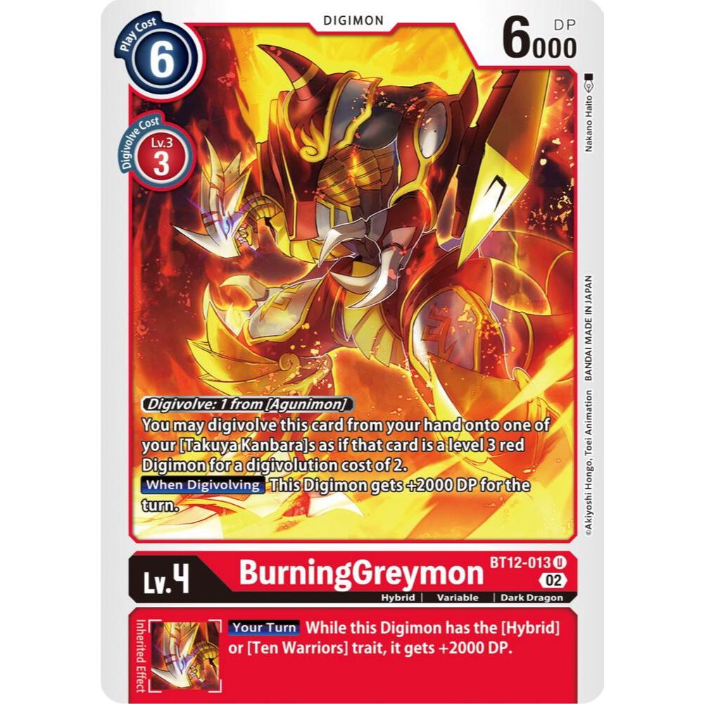Thẻ Bài Digimon Mã BT12-013 - BurningGreymon - Digimon - Uncommon