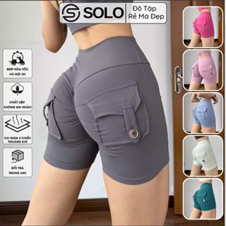 Quần Tập Gym Biker Short Chun Mông Cạp Cao Có Túi Co Giãn Thoải Mái Vận Động Solo Sportswear 9240