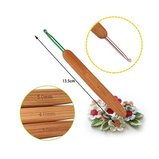Kim móc len cán gỗ tre dáng dẹt