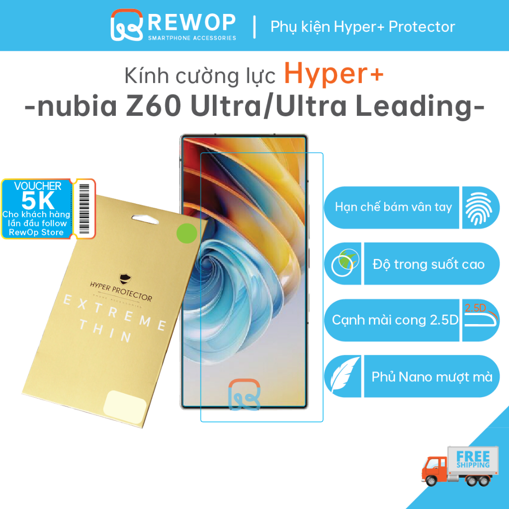 Cường lực HYPER+ cho Nubia Z60 Ultra, Z60 Ultra Leading, Z50 Ultra -Trong suốt mượt mà siêu mỏng khô