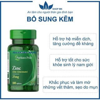   BILL HÃNG Viên Uống Kẽm Giảm Mụn Tăng Sức Đề Kháng Puritan's Pride Zinc Gluconate 