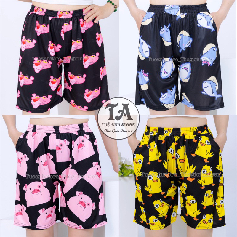 [95 Mẫu Mới] Quần Short lững Hoạt Hình Cartoon Cute Đáng Yêu Unisex -Quần đùi cotton nam nữ Freesize 38-65kg TUEANHSTORE