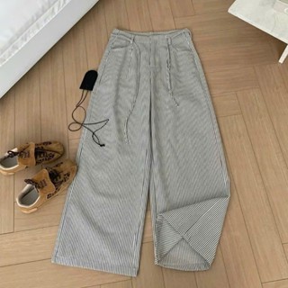 Quần kẻ Sọc rộng Chất KaKi Mỏng Mát Cạp Khóa Cao Tôn Dáng Nữ