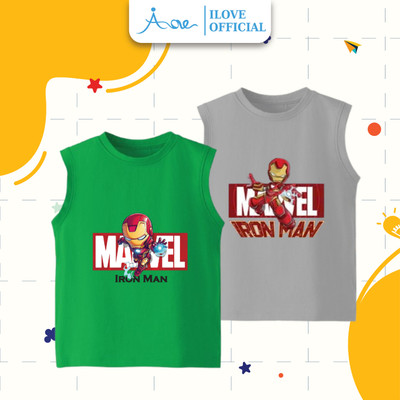 ILOVE Áo BA LỖ siêu nhân Marvel IRON MAN, áo thun ba lỗ siêu anh hùng chất COTTON mềm mịn, thoáng mát cho bé trai