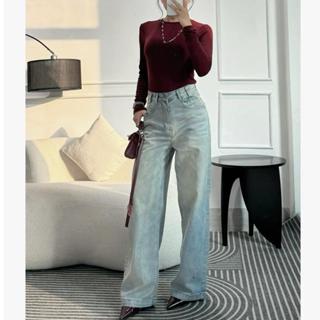 YURI JEANS - (VẢI QC-CAO CẤP) QUần Jean Nữ Ống Suông Màu Xanh Thời Trang Mã65