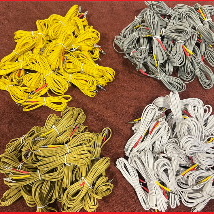 Dây Kẹp Kim CHÂM CỨU- Máy Điện Châm KWD 808I Great Wall - 1 Đầu vào Vuông, Ra 4 Đầu Kẹp Cá Sấu