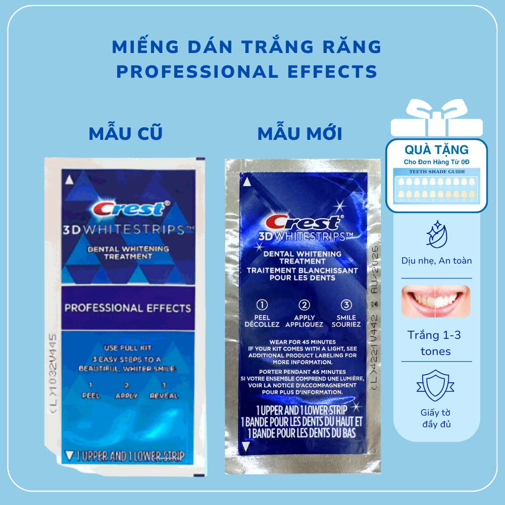 Miếng dán trắng răng Crest Professional Effects Combo 7 gói