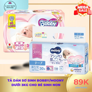 Tã dán Sơ Sinh Sinh Non Bobby/Moony NB30-Siêu mềm &chống tràn cho trẻ thiếu tháng dưới 3kg-mẫu mới