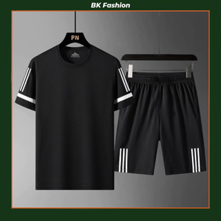 Bộ quần áo thể thao nam in 3 Sọc, Đồ bộ nam hè chất thun lạnh co giãn thoáng mát thấm hút mồ hôi