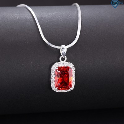 Dây chuyền bạc nam mặt vuông đính đá đỏ cá tính DCA0188 - Trang Sức TNJ