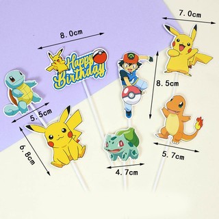 Sét Pokemon - PIKACHU trang trí bánh kem, đồ chơi, quà tặng sinh nhật cao 8cm