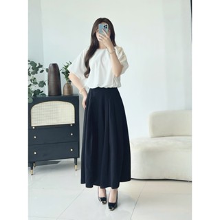 Quần Ống Rộng CCHAT Dáng Suông Kiểu Giả Váy Chất Liệu Đũi Mềm Mại 15QDD2046XT