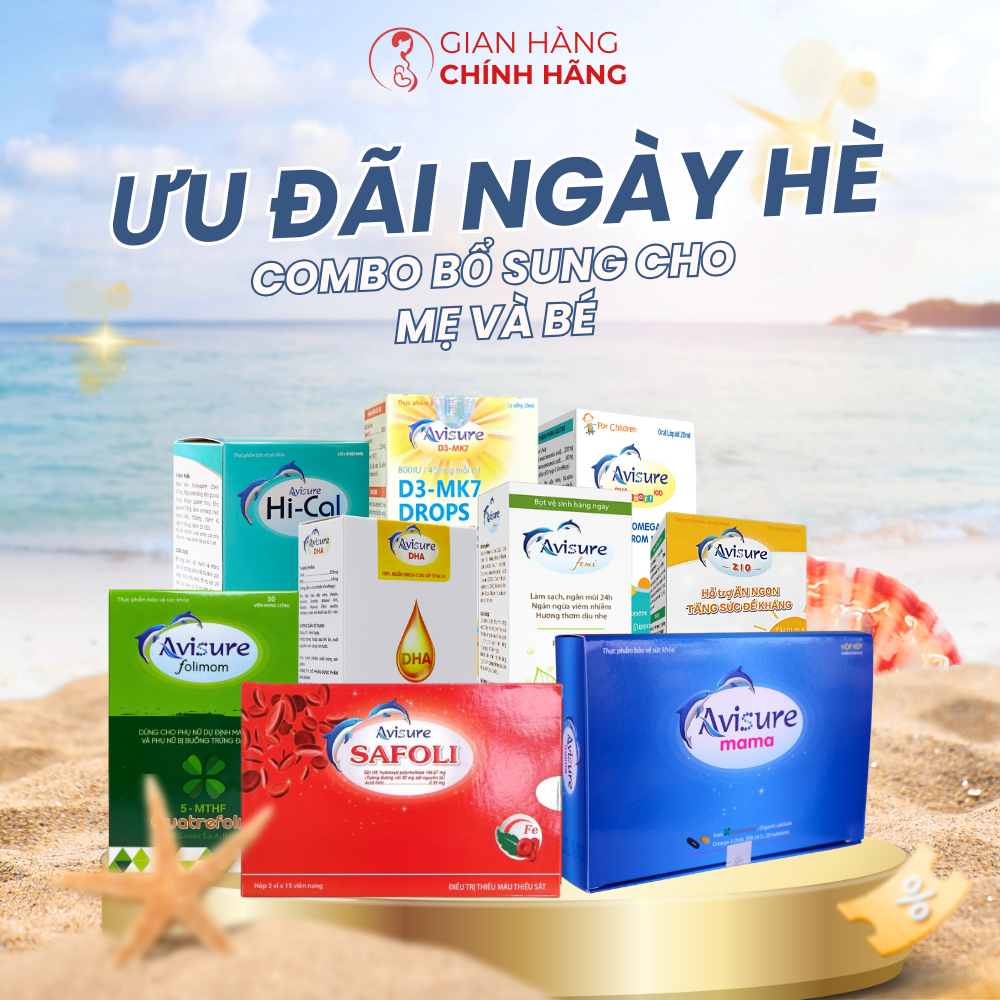Avisure Chính Hãng combo trọn bộ bổ sung vitamin, khoáng chất đầy đủ cho mẹ và bé