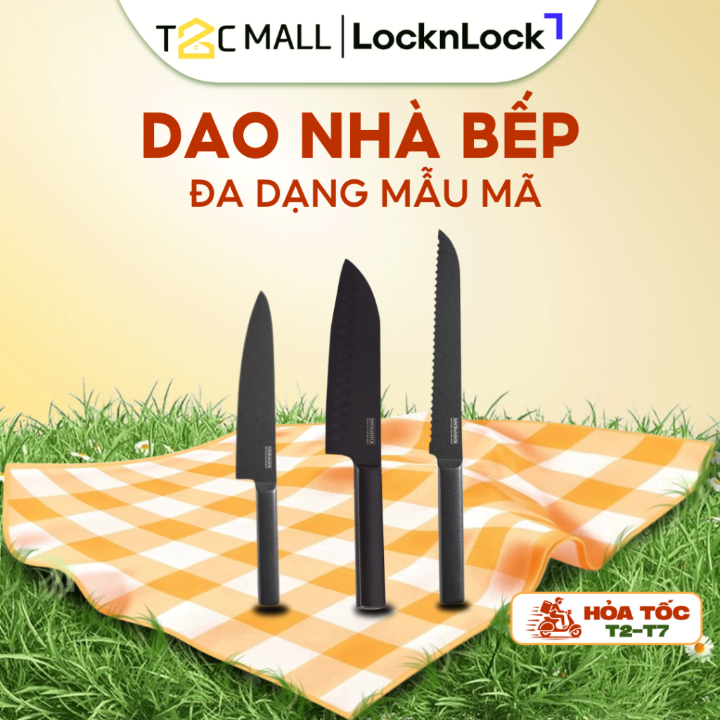 Dao Nhà Bếp Chống Dính LocknLock Dao Santoku Dao Cắt Bánh Mì Răng Cưa CKK311 CKK312 CKK313 - T2Cmall