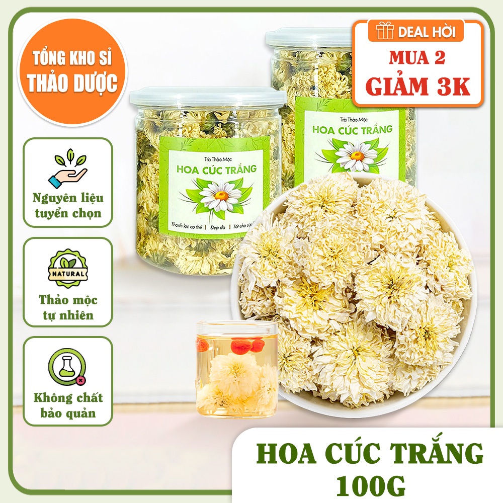 Hoa cúc trắng 100g, bạch cúc khô, thơm, bông đẹp, dùng pha trà dưỡng nhan, tốt cho sức khỏe